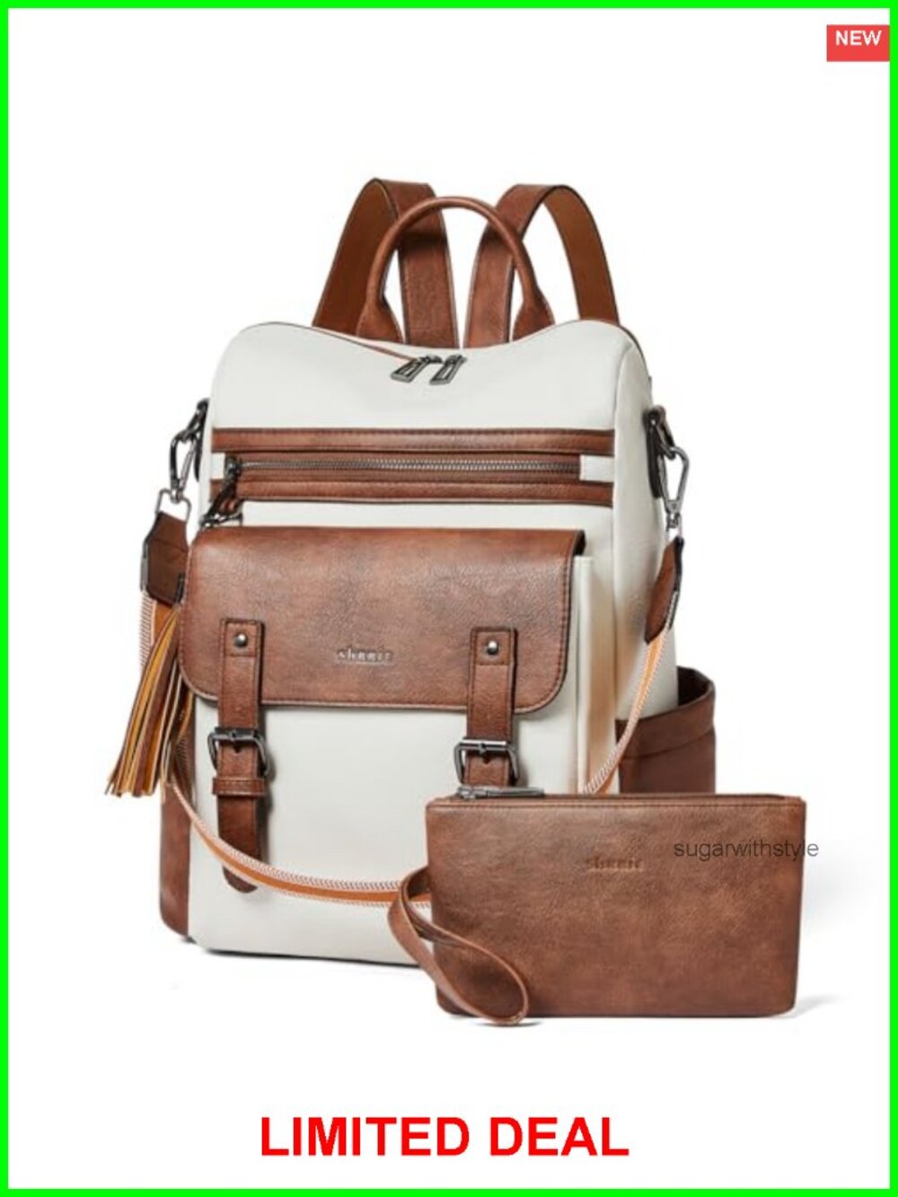 Vegan Leather Convertible Backpack Purse Fits 14in Laptop Travel Daypack